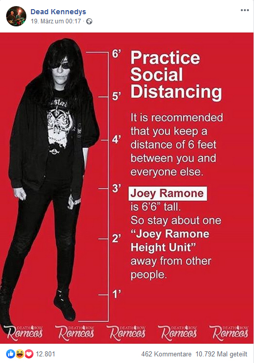 Die Abstandsregeln anhand der Größe von Joey Ramone erklärt.