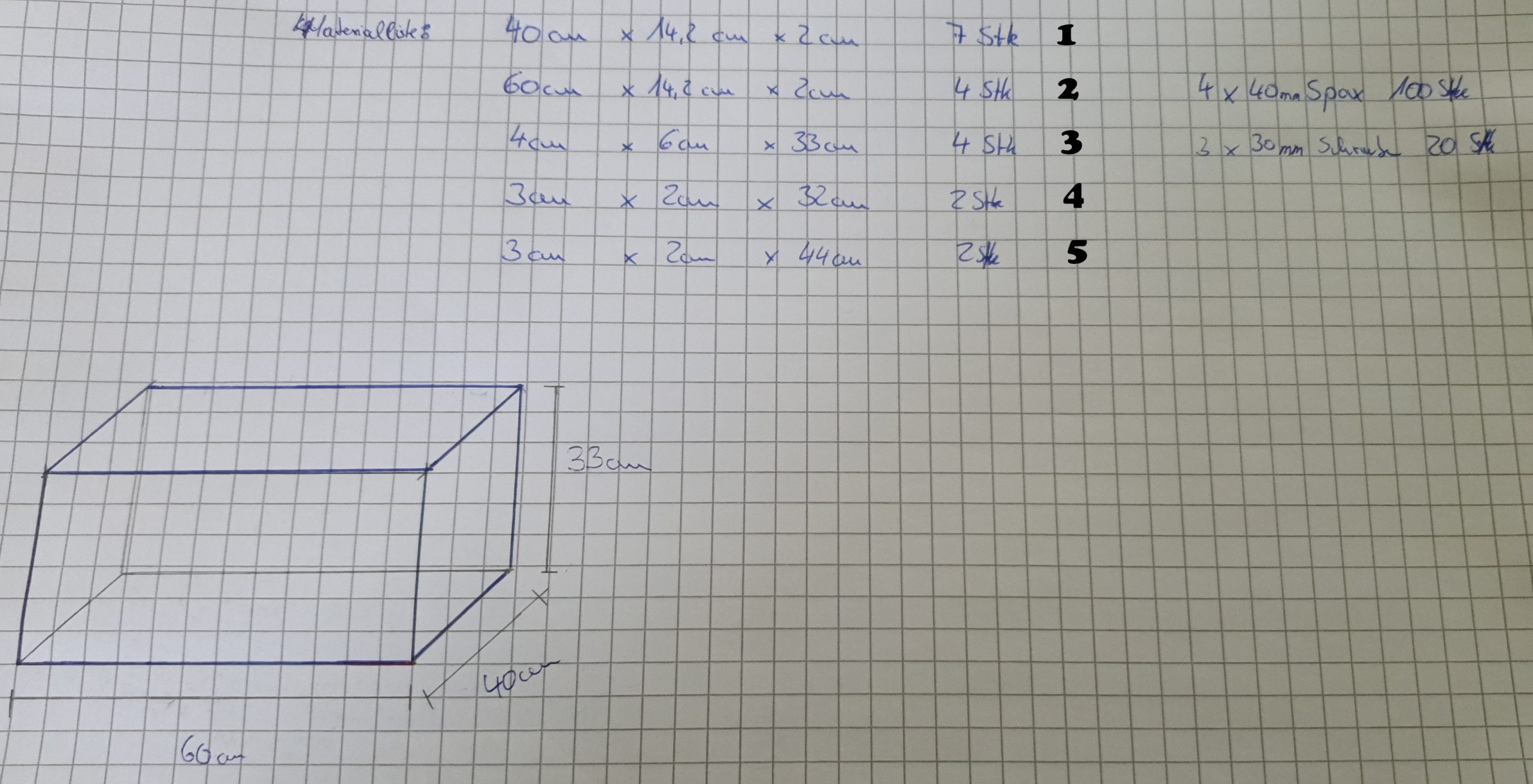 Hochbeetskizze mit Maßangaben