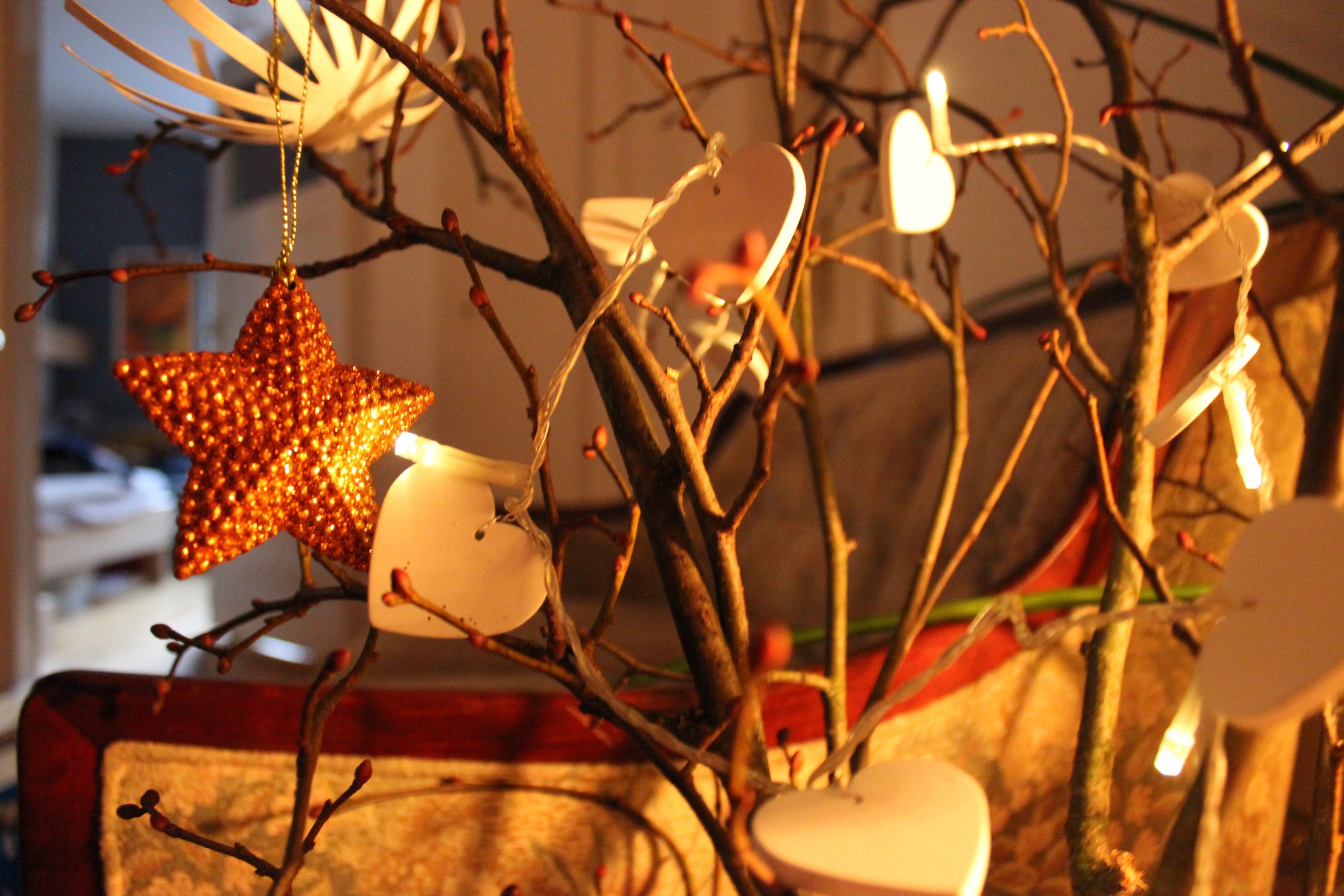 Weihnachtsbaum-Alternative: zusammengesteckte Äste