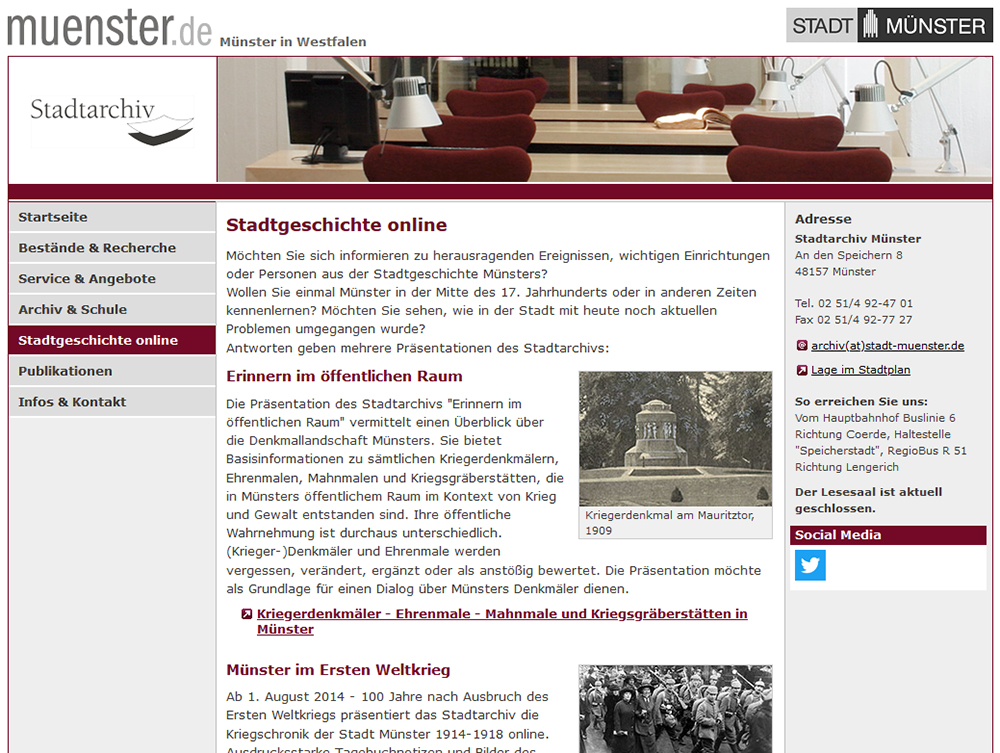 Stadtarchiv: Stadtgeschichte online